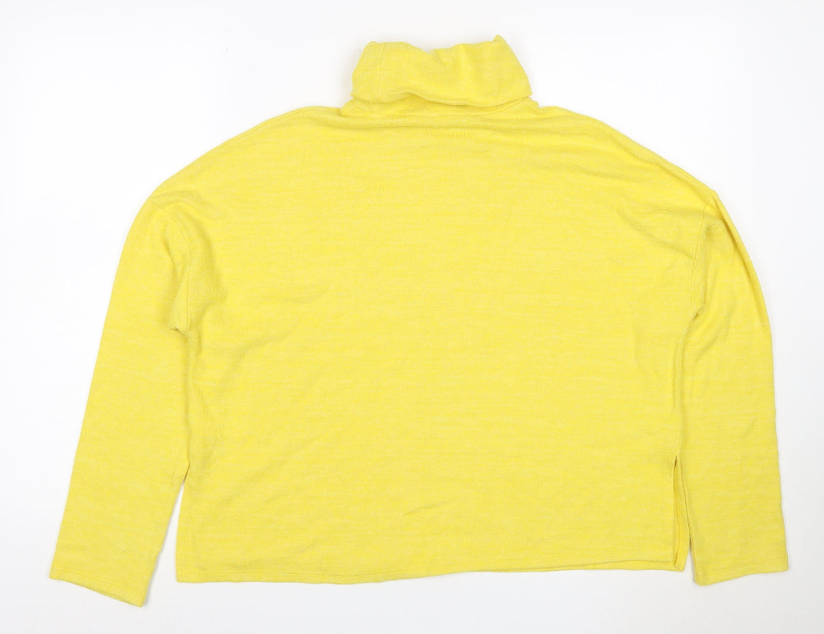 H&M Women Yellow M Cowl Neck Fine Knit Long Sleeve Pullover Jumper