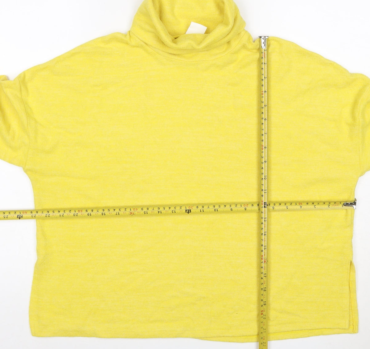H&M Women Yellow M Cowl Neck Fine Knit Long Sleeve Pullover Jumper