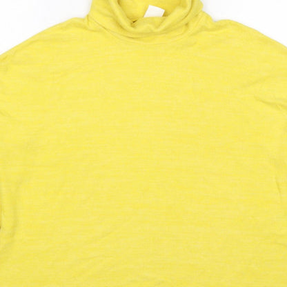 H&M Women Yellow M Cowl Neck Fine Knit Long Sleeve Pullover Jumper