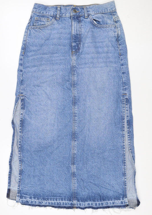 Additional front view of Denim Co. Women Blue UK 8 Knee Length Pencil Denim Skirt