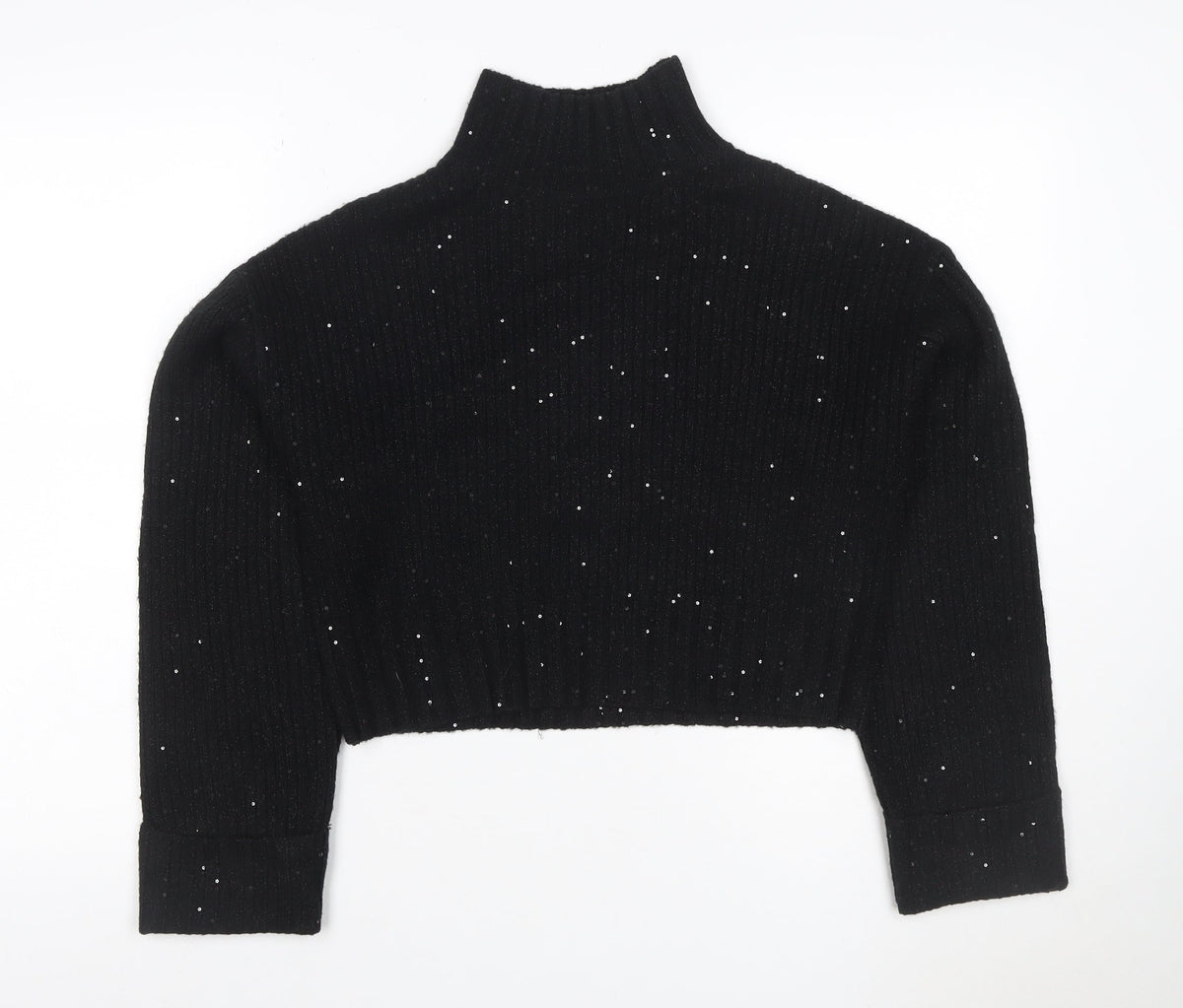 New Look Women Black S Sequin High Neck Knit Pullover Jumper