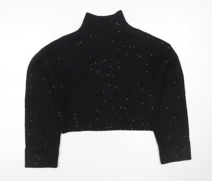 New Look Women Black S Sequin High Neck Knit Pullover Jumper