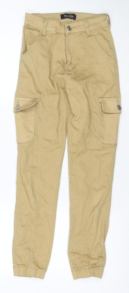 Denim Wise Women’s Beige Size 6 Tapered Cargo Stretch Jeans