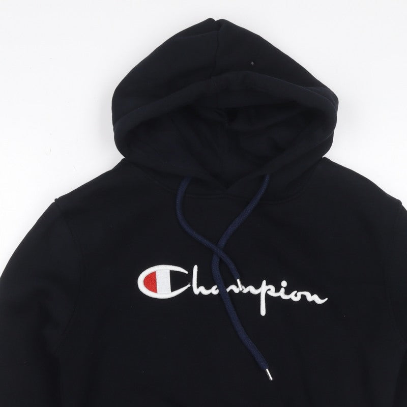 Champion Unisex Adults Black M Pullover Hoodie Embroidered Logo