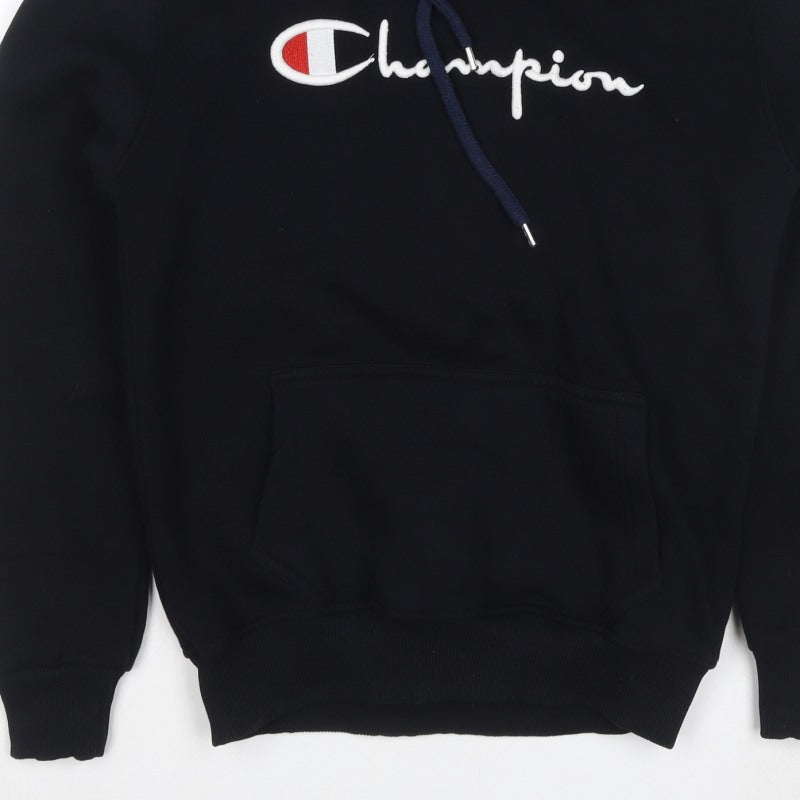Champion Unisex Adults Black M Pullover Hoodie Embroidered Logo
