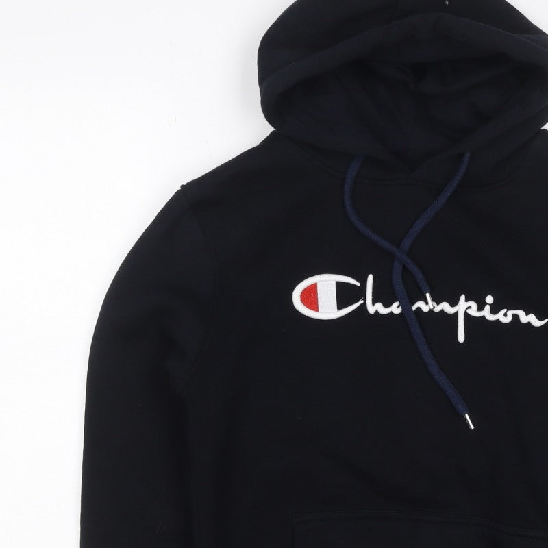 Champion Unisex Adults Black M Pullover Hoodie Embroidered Logo