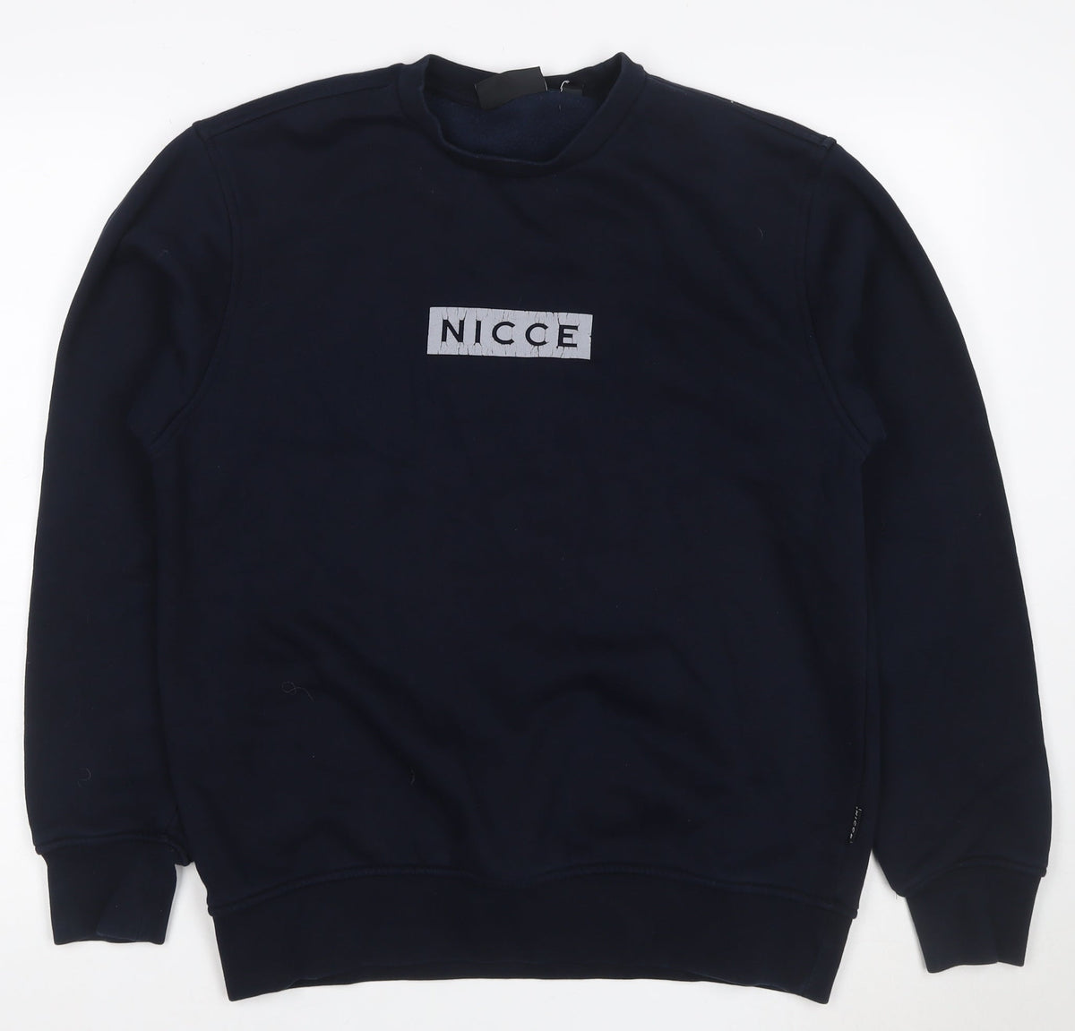 NICCE Men’s Navy Blue M Mock Neck Logo Graphic Pullover Sweatshirt