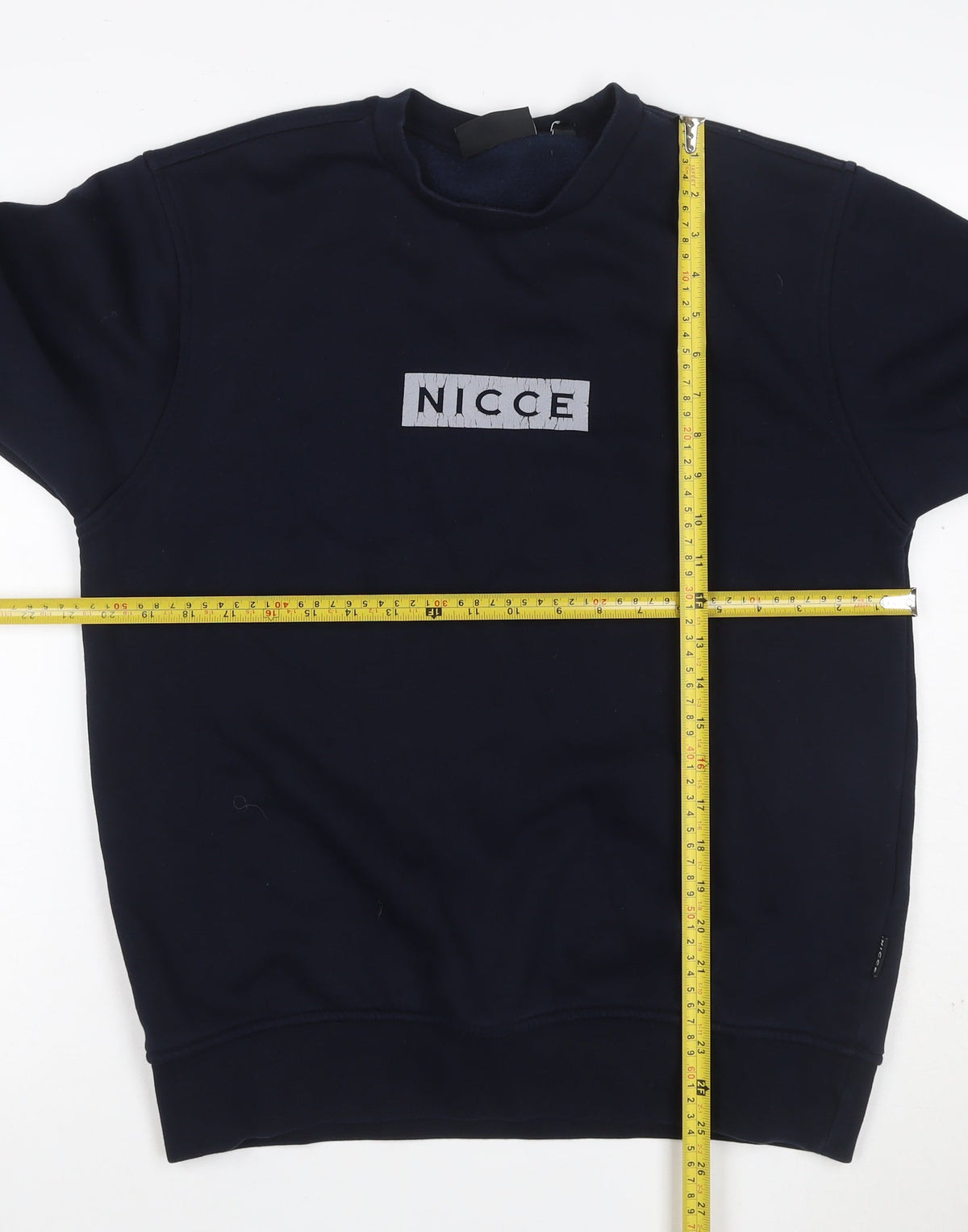 NICCE Men’s Navy Blue M Mock Neck Logo Graphic Pullover Sweatshirt