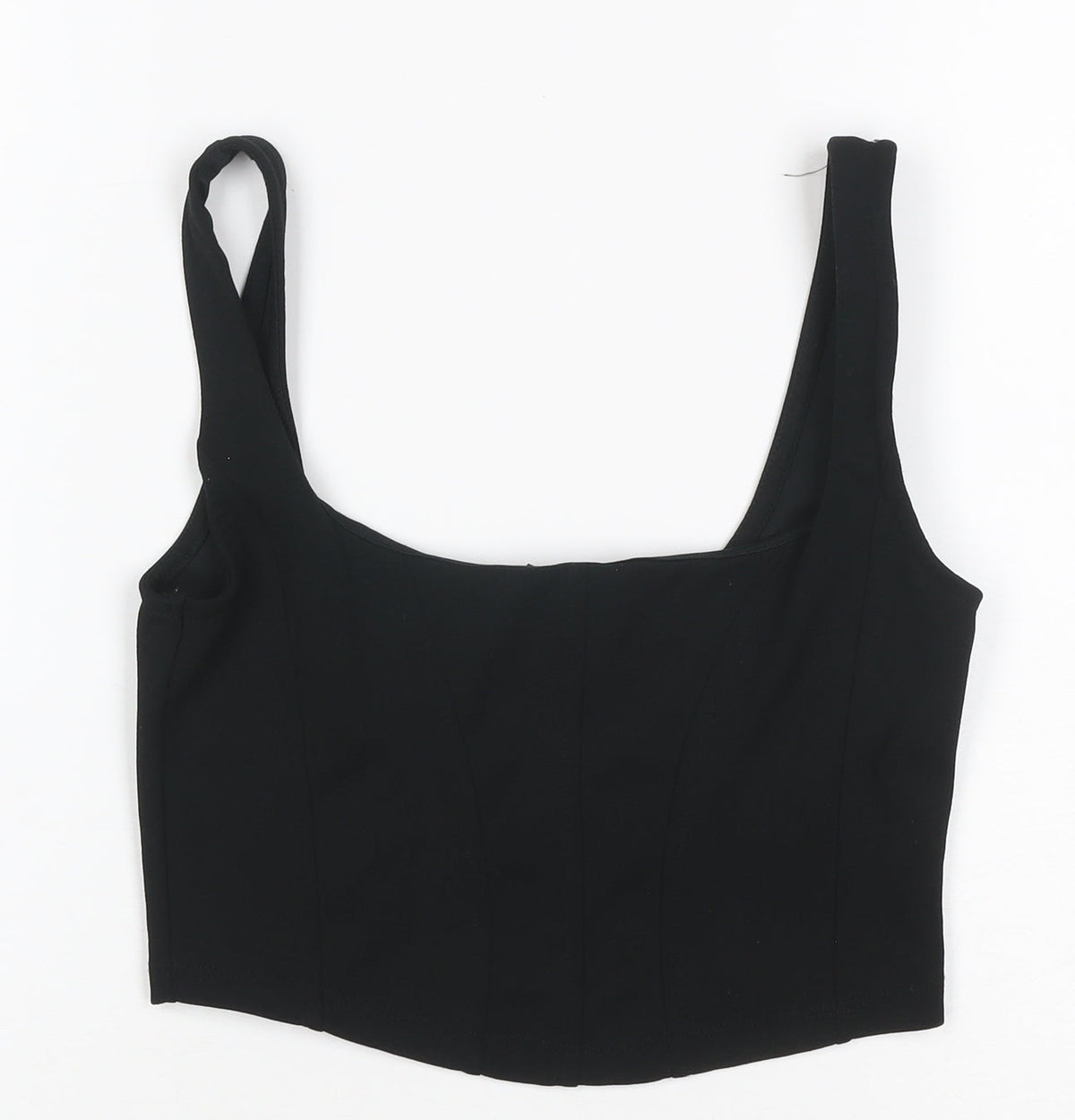 New Look Women's Black UK 6 Cropped Stretch Tank Top Scoop Neck