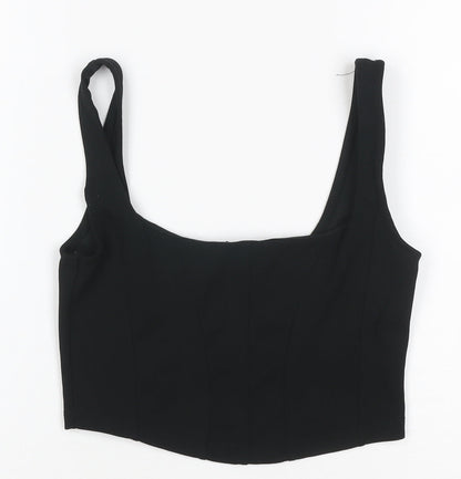 New Look Women's Black UK 6 Cropped Stretch Tank Top Scoop Neck