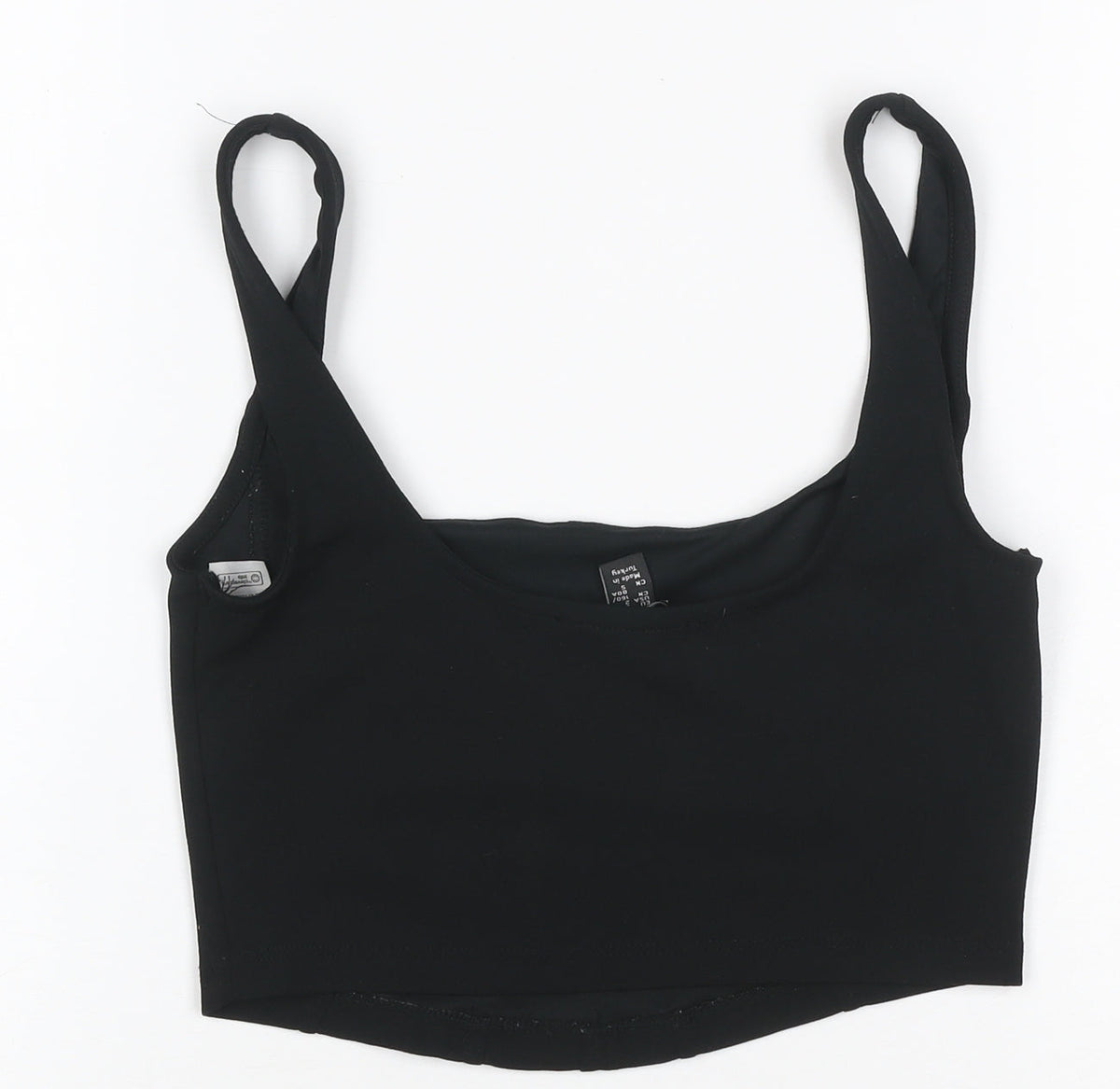 New Look Women's Black UK 6 Cropped Stretch Tank Top Scoop Neck