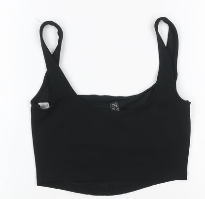 New Look Women's Black UK 6 Cropped Stretch Tank Top Scoop Neck