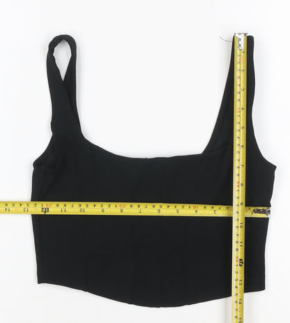 New Look Women's Black UK 6 Cropped Stretch Tank Top Scoop Neck