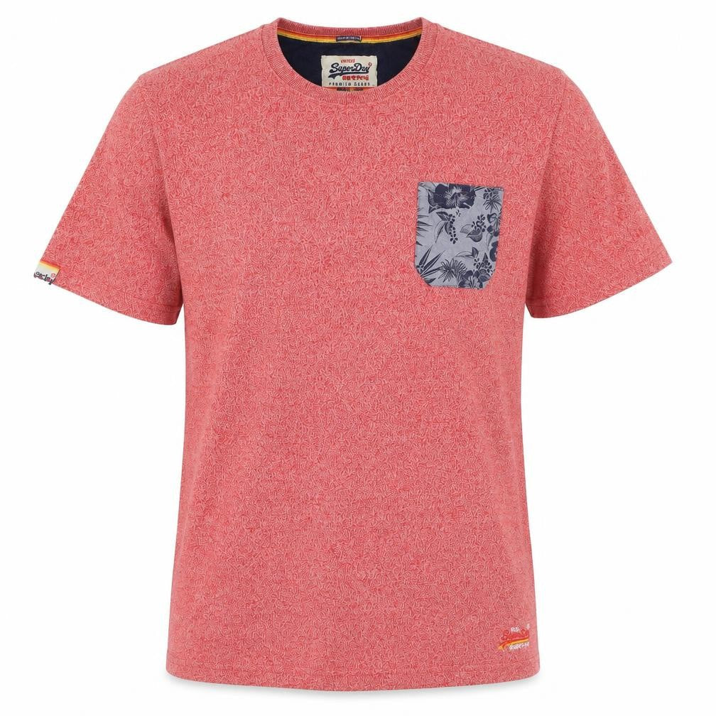 Superdry Mens Pink XL Tropical Floral Pocket Crew Neck T-Shirt