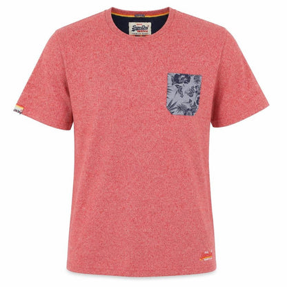 Superdry Mens Pink XL Tropical Floral Pocket Crew Neck T-Shirt