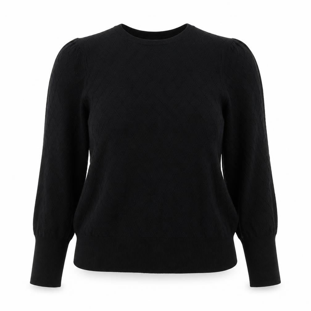 Marks and Spencer Women Black Size 16 Cable-Knit Crew Neck Jumper