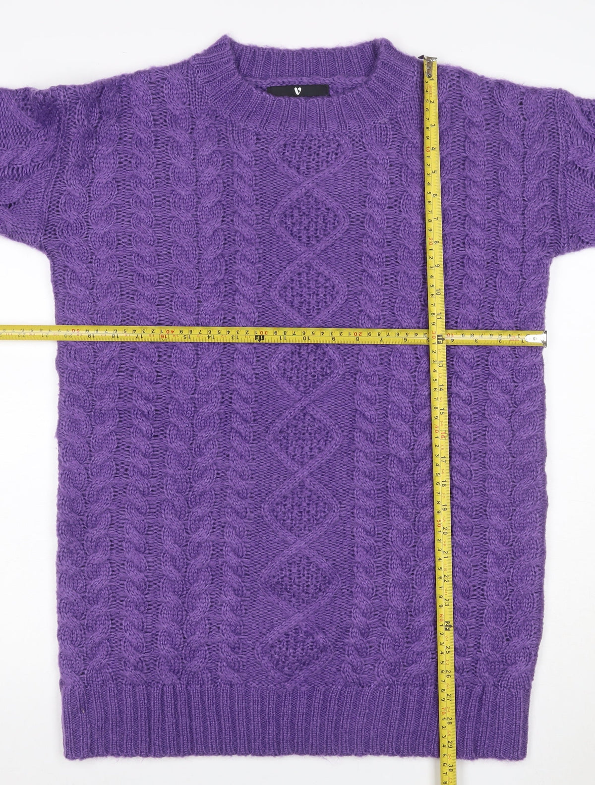 Very Women Purple M Cable-Knit Acrylic Crew Neck Pullover Jumper