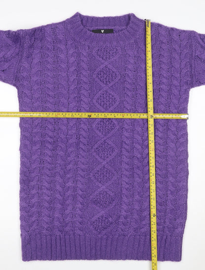Very Women Purple M Cable-Knit Acrylic Crew Neck Pullover Jumper