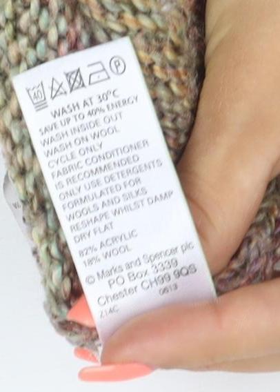 Marks & Spencer Indigo Women's Multicoloured UK 10 Chunky Knit Raglan Jumper
