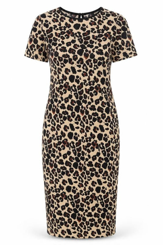 River Island Women Beige Leopard Print Mini Bodycon Dress UK 10