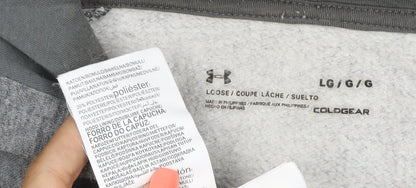 Under Armour Men’s Grey L ColdGear Logo Pullover Hoodie Relaxed Fit