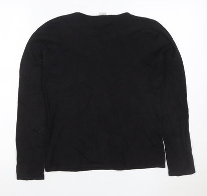 Heirloom Collectibles Women Black M Petite Sequin Santa Christmas Knit Top
