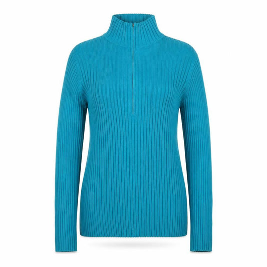 Eddie Bauer Women’s Blue L Rib Knit 1/4 Zip High Neck Jumper
