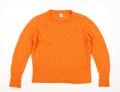 H&M Women Orange UK 12 Alpaca Wool Blend Round Neck Jumper