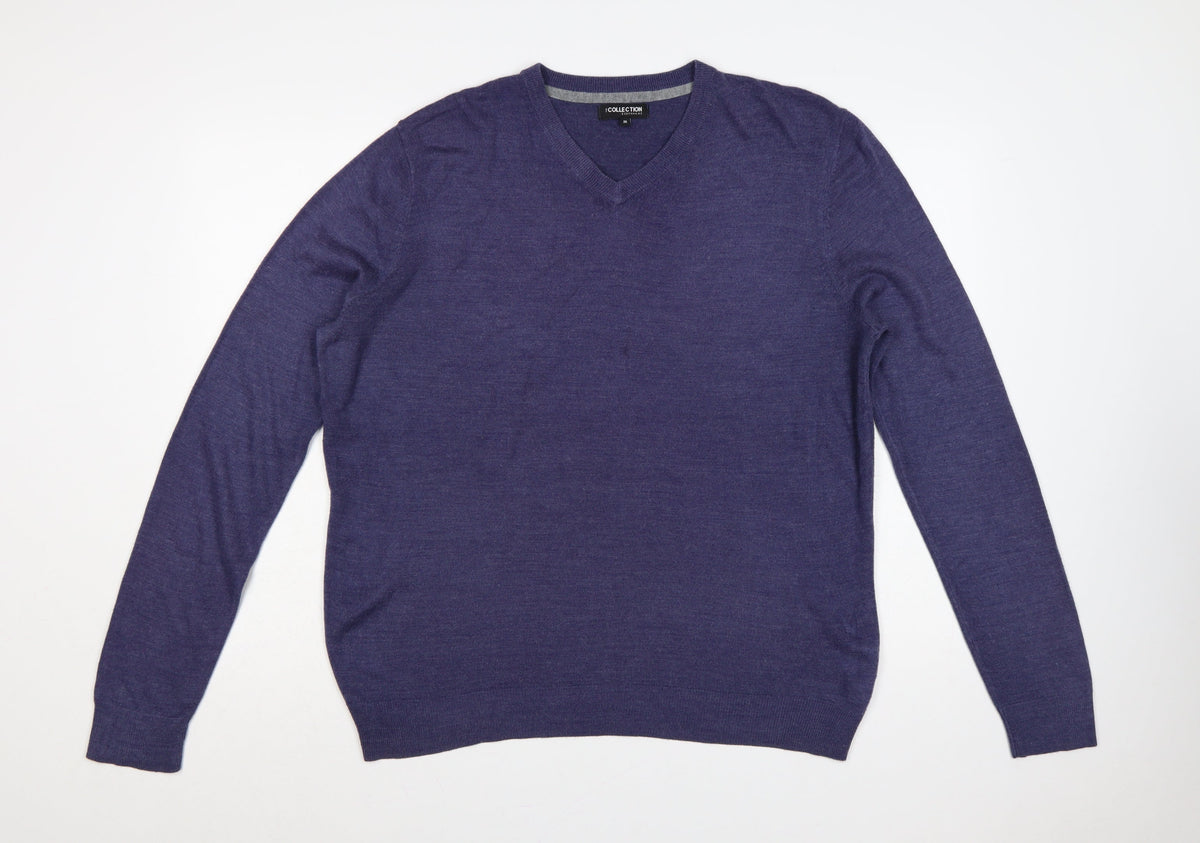 The Collection Debenhams Men’s Blue Medium V-Neck Acrylic Pullover Jumper