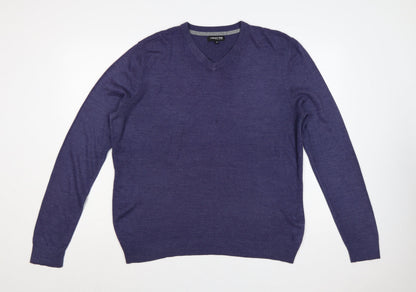 The Collection Debenhams Men’s Blue Medium V-Neck Acrylic Pullover Jumper