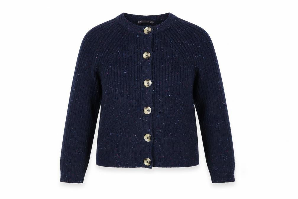 Marks and Spencer Women Navy M Speckled Button Knit Cardigan