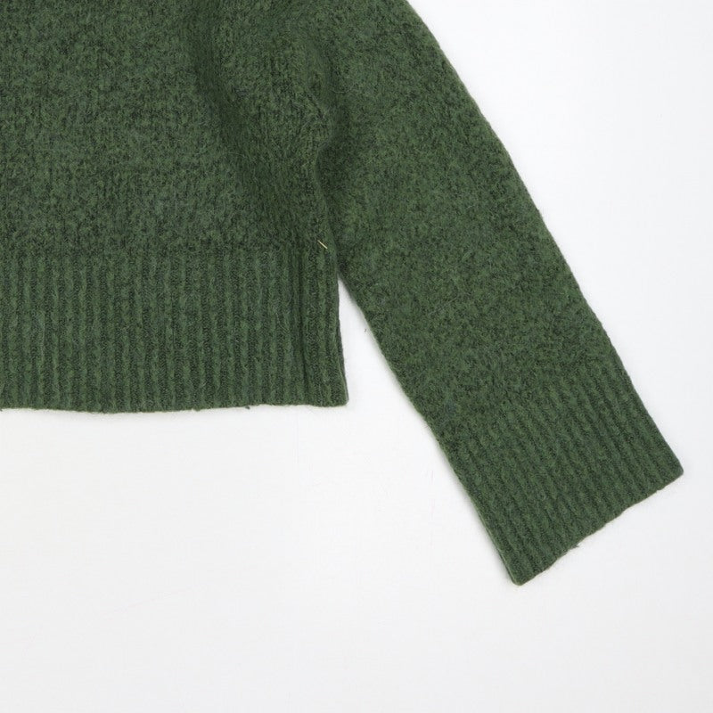 Zara Women Green M Chunky Knit Roll Neck Pullover Jumper