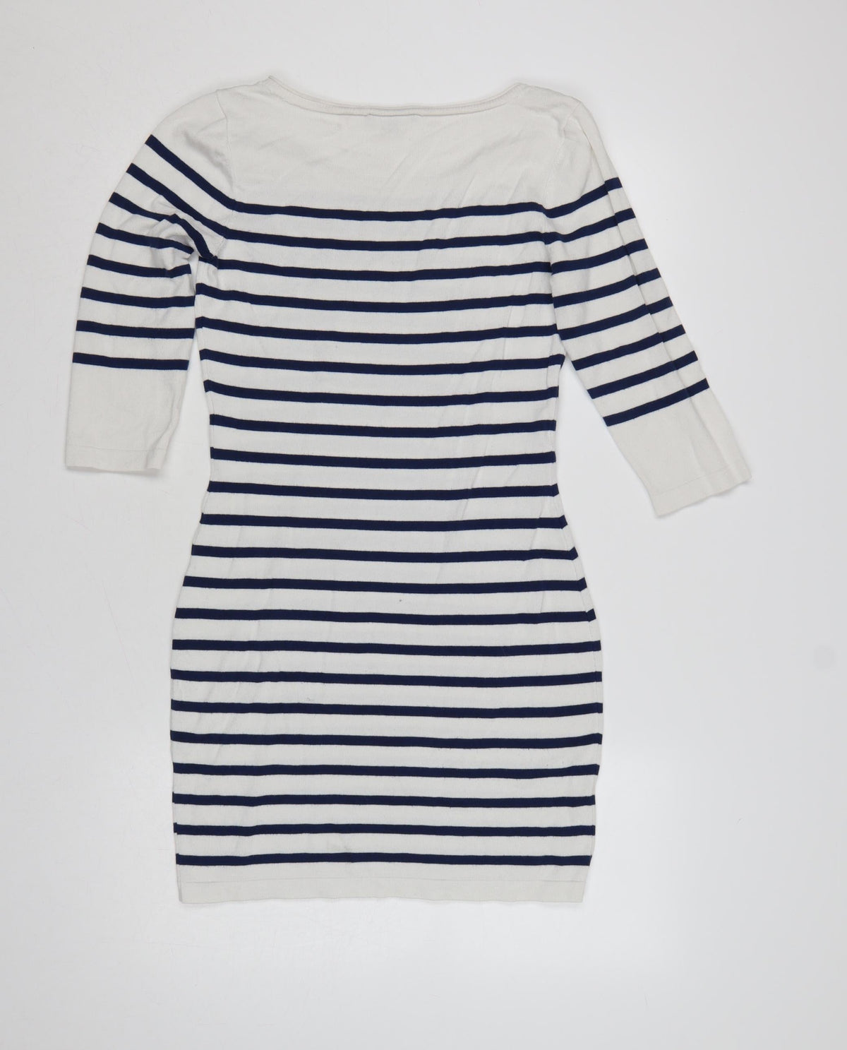 Morgan Women White Striped M Bodycon Knit Knee Dress