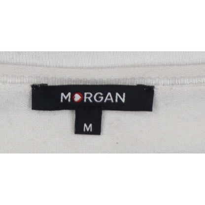 Morgan Women White Striped M Bodycon Knit Knee Dress