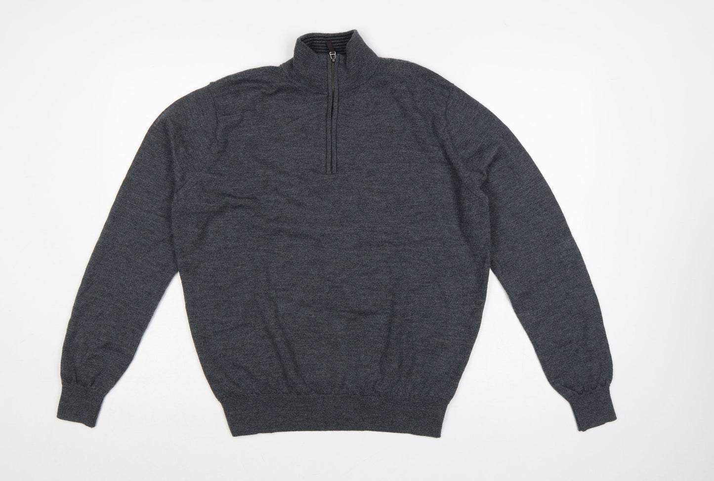 UNTUCKit Men’s Grey Merino Wool XL 1/4 Zip High Neck Jumper