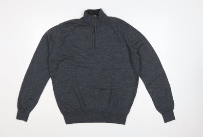 UNTUCKit Men’s Grey Merino Wool XL 1/4 Zip High Neck Jumper