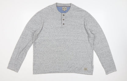 Next Supply Men's Grey XL Henley Knit Cotton Blend Jumper