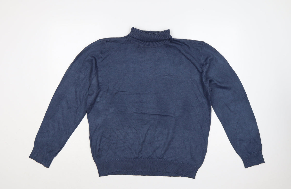 Tenue de Golfzoy Men’s Blue L Roll Neck Knit Pullover Golf Jumper