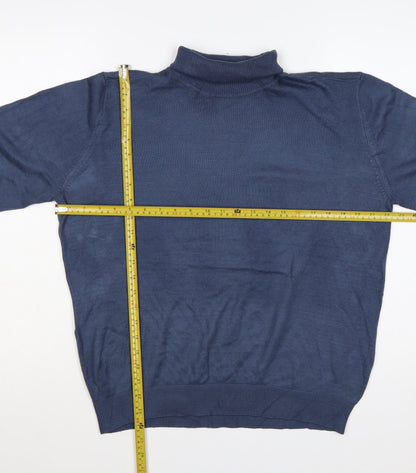 Tenue de Golfzoy Men’s Blue L Roll Neck Knit Pullover Golf Jumper