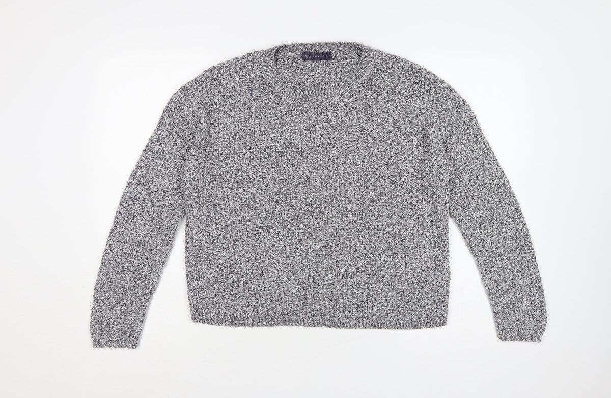Marks & Spencer Women Grey UK 14 Chunky Knit Crew Neck Jumper