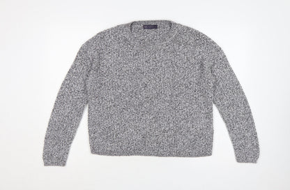 Marks & Spencer Women Grey UK 14 Chunky Knit Crew Neck Jumper