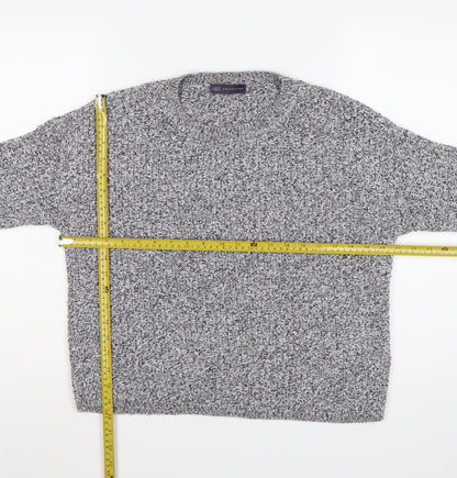 Marks & Spencer Women Grey UK 14 Chunky Knit Crew Neck Jumper