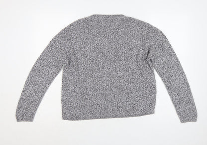 Marks & Spencer Women Grey UK 14 Chunky Knit Crew Neck Jumper