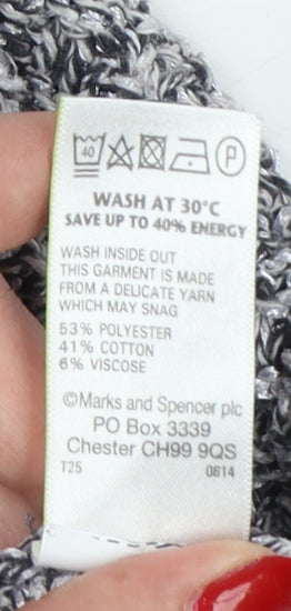 Marks & Spencer Women Grey UK 14 Chunky Knit Crew Neck Jumper