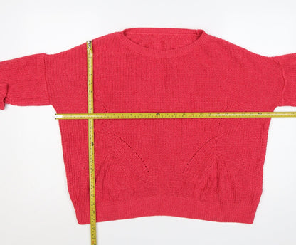 Next Women Pink Small Crew Neck Knit Jumper Long Sleeve