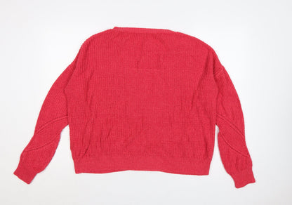 Next Women Pink Small Crew Neck Knit Jumper Long Sleeve