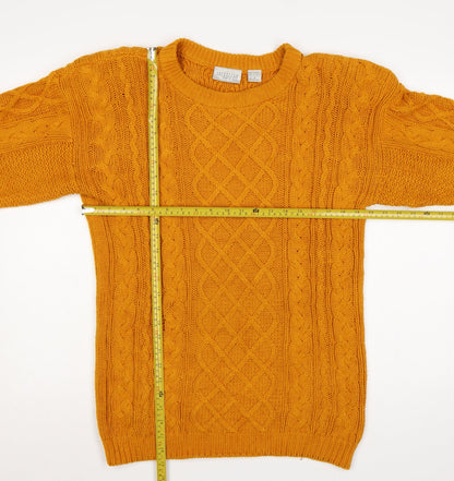Nordstrom Point of View Women Yellow M Cable Knit Cotton Jumper