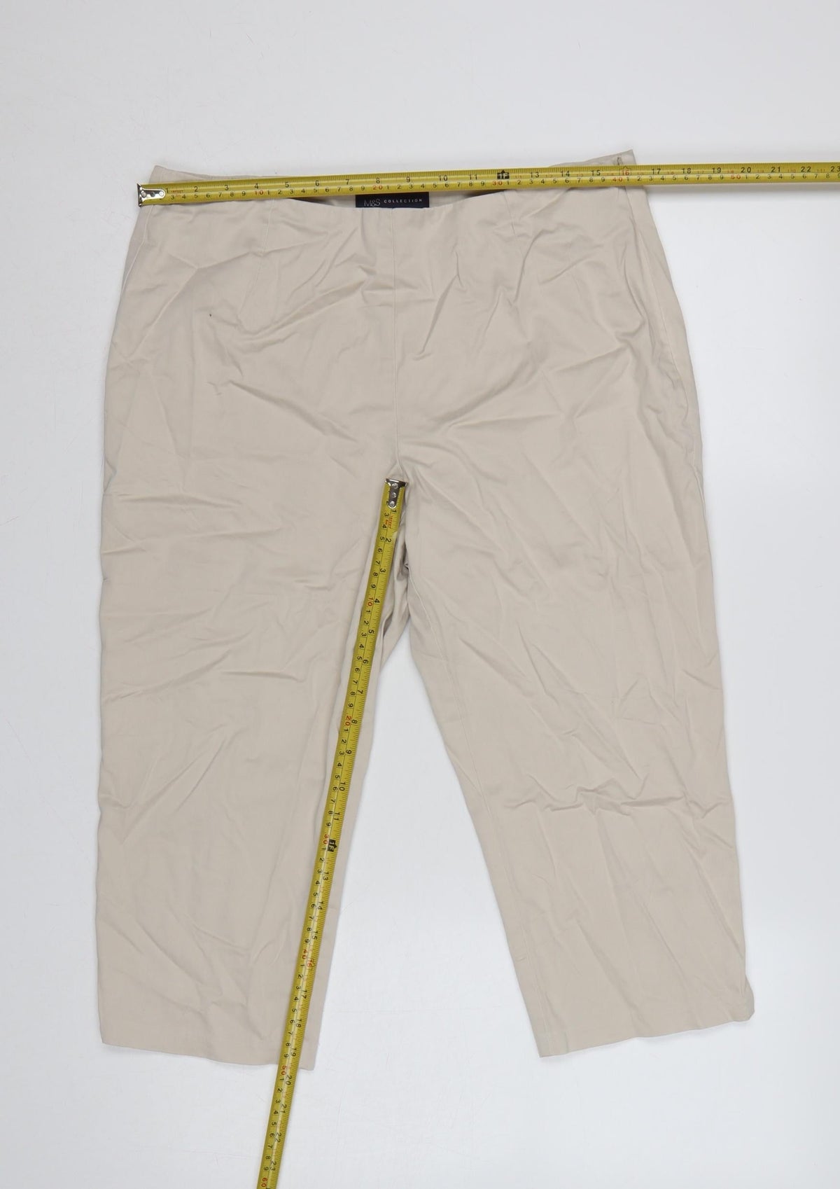 Marks & Spencer Women Beige UK 14 Short Straight Trousers