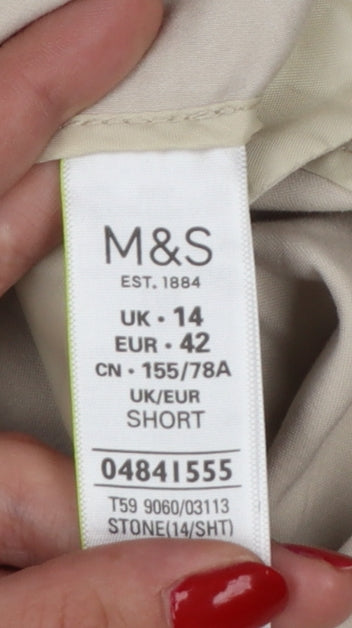 Marks & Spencer Women Beige UK 14 Short Straight Trousers