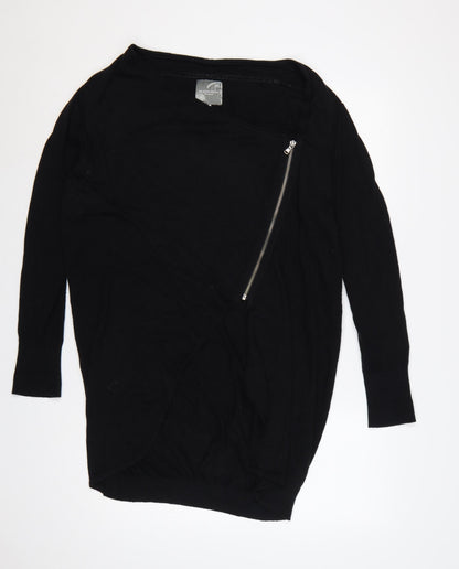 RJR.John Rocha Women Black Size 18 Cashmere Blend Asymmetric Zip Cardigan
